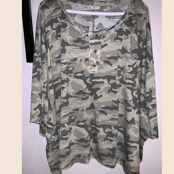Plus Size Camo Short Sleeve Top - Picture 6 of 10
